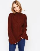 Asos Chunky Sweater With High Neck And Moving Rib - Tobacco