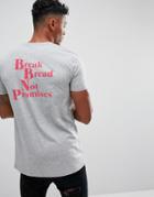 Asos Longline T-shirt With Slogan Text Print - Gray