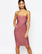 Wow Couture Bandadge Mini Dress With Twisted Lace Up - Dusky Lavender