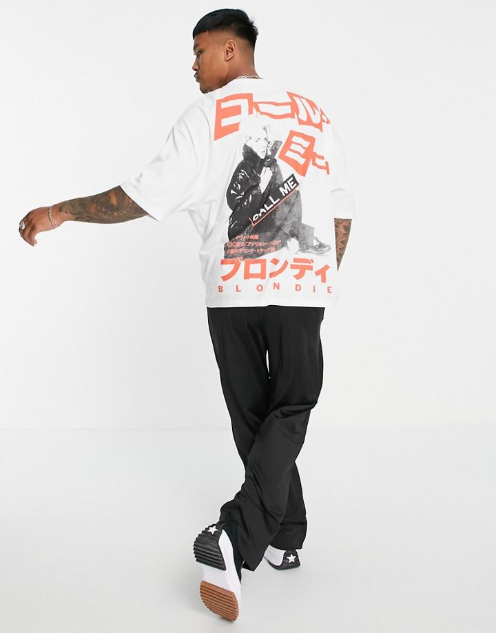 Asos Design Oversized T-shirt With Blondie Print In White