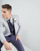 Asos Wedding Super Skinny Blazer In Ice Gray Cross Hatch Nepp - Gray