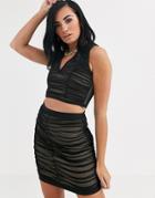 The Girlcode Ruched Bandage Crop Top Two-piece-black