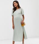 New Look Maternity Puff Sleeve Dress In Mint - Green