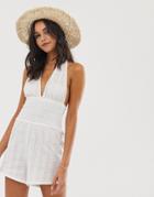 Fashion Union Sophana Beach Romper In White - White