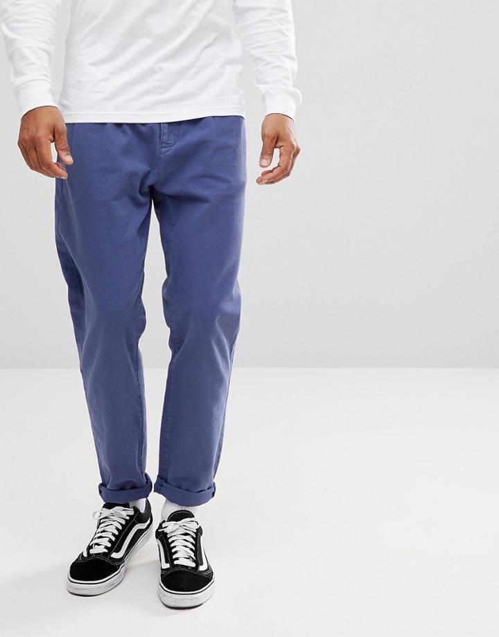 Asos Double Pleat Jeans In Blue - Blue