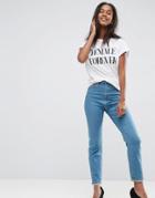 Asos Farleigh High Waist Slim Mom Jeans In Xanadu Bright Blue - Blue