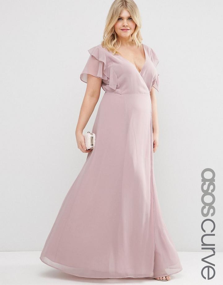 Asos Curve Frill Wrap Maxi Dress - Lilac