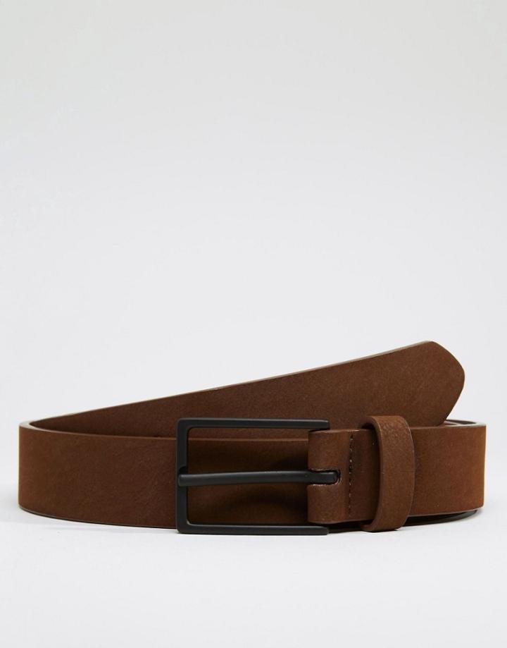 Asos Smart Belt In Faux Suede - Brown