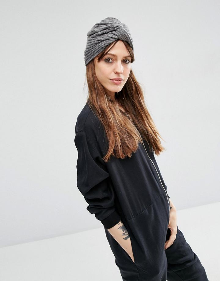 Asos Rib Turban Hat - Gray