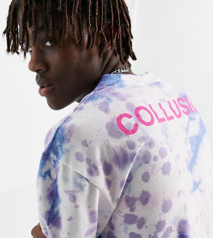 Collusion Oversized Tie-dye Logo T-shirt In Pique Fabric-multi