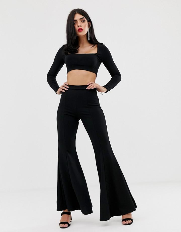 Club L Flared Pants In Black - Black
