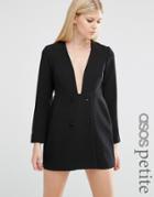 Asos Petite Double Breasted Plunge Romper - Black