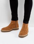 Asos Chelsea Boots In Tan Suede With Ribbed Sole - Tan
