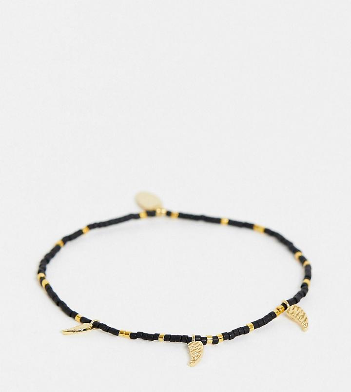 Orelia Seed Bead Gold Plated Tusk Bracelet-black