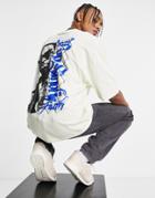 Asos Design Oversized T-shirt With Pop Smoke Print In Cream-neutral