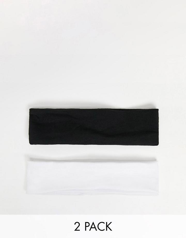 Designb London 2-pack Jersey Headband In Black And White-multi