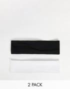Designb London 2-pack Jersey Headband In Black And White-multi
