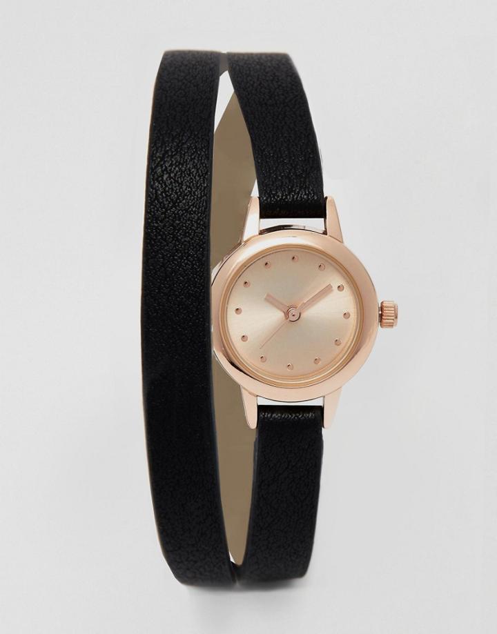 Asos Double Wrap Mini Dial Watch - Black