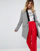 Asos Tailored Blazer In Mini Houndstooth With Contrast Collar - Multi