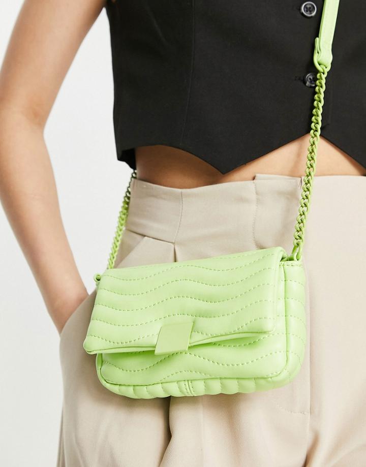 Asos Design Quilted Detail Mini Cross-body Bag With Adjustable Strap In Green