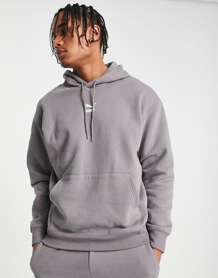 Puma Classics Oversized Hoodie In Storm Gray