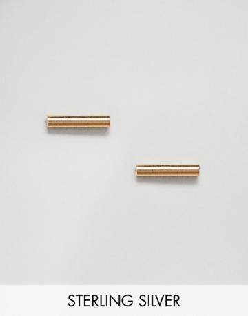 Fashionology Gold Plated Bar Earrings - Silver