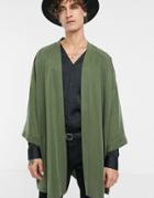Asos Design Kimono In Khaki - Green