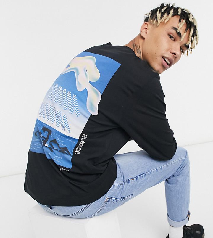 Collusion Long Sleeve T-shirt With Print In Black