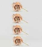 Asos Pack Of 4 Rose Gold Faux Leather Hair Clips - Copper