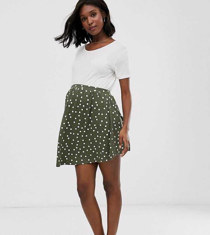Asos Design Maternity Mini Skater Skirt In Polka Dot-multi