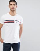 Tommy Hilfiger Icon Stripe Th Logo T-shirt In White - White