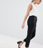 Asos Design Petite Elasticated Clean Tapered Pants - Black