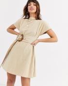 Bec & Bridge Harlow Linen Mini Dress With Tort Belt-neutral