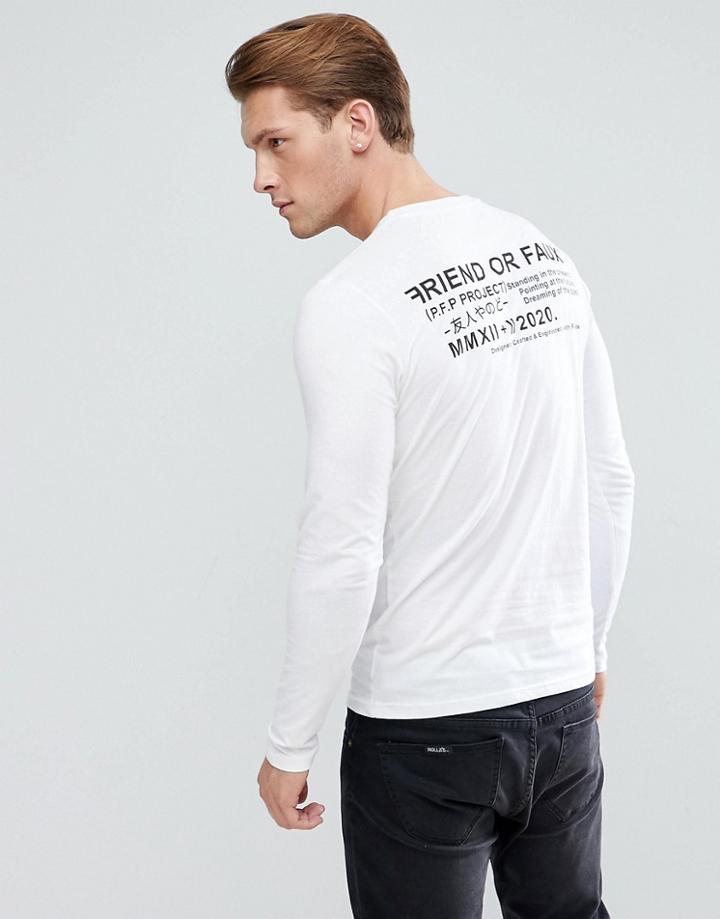 Friend Or Faux Project Back Print Long Sleeve Top - White