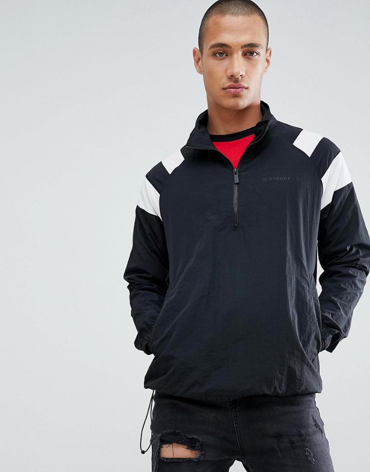 D-struct Overhead Half Zip Contrast Panel Jacket - Black