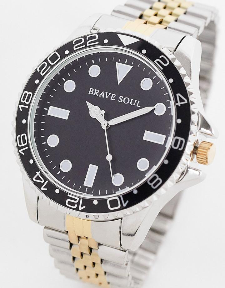 Brave Soul Chunky Bracelet Watch In Gold And Silver-multi
