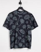 Bolongaro Trevor All Over Print Mock Neck T-shirt-black