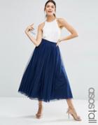Asos Tall Tulle Prom Skirt With Multi Layers - Navy