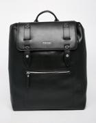 Diesel Beat Flap Leather Backpack - Black