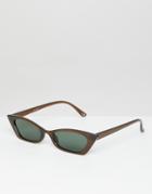 Asos Design Squared Off Narrow Cat Eye Sunglasses - Brown