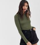 Monki Long Sleeve T-shirt In Khaki