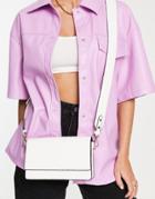 Asos Design Elongated Cross-body Bag In White Croc