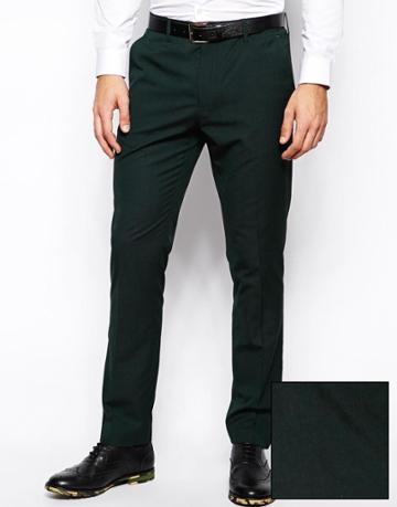 Asos Slim Fit Suit Trousers In Dark Green