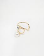 Asos Pearl And Crystal Ear Cuff - Cream