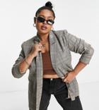 Urban Threads Plus Single Breasted Blazer In Gray Check-black