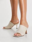 & Other Stories Leather Heeled Mules In Beige-neutral