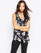 Minimum Sleeveless Floral Tank Top - 815 Granite Green