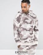 Other Uk Oversized Camo Hoodie With Raw Edges - Pink