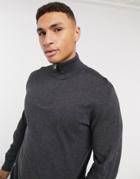 Selected Homme Quarter Zip Sweater In Dark Gray-grey