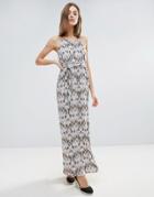 Vero Moda Belted Graphic Print Maxi Dress - Multi